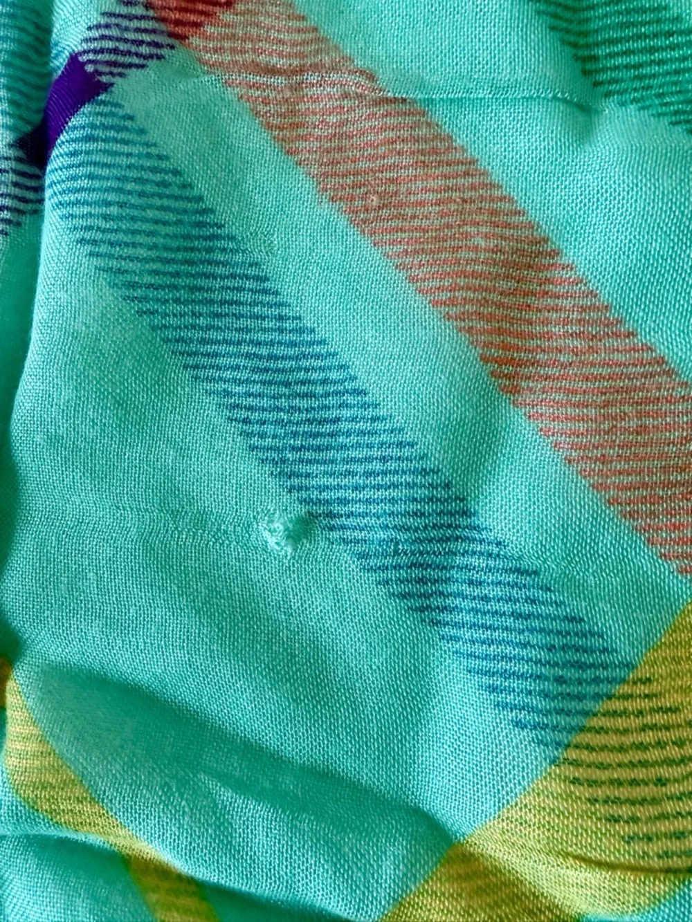 Coach Mint Plaid Oblong Scarf with Multicolor Stripes - Picture 4 of 5